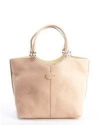Tod's Pink Leather Logo Piccola Shopping Tote