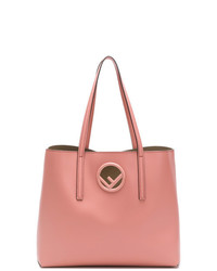 Fendi Pink Logo Leather Shopper Bag