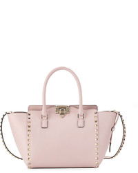 Valentino Rockstud Small Double Handle Shopper Tote Bag Pale Pink