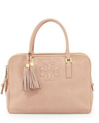 Tory Burch Thea Triple Zip Leather Tote Bag Porcelain Pink