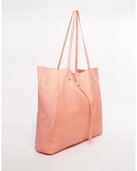 Asos Unlined Leather Shopper Bag With Tie Detail