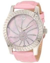 Brillier 03 42327 05 Kalypso Silver Tone Pink Leather Watch