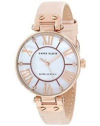 Anne Klein 109918rglp Leather Rosegold Tone Pink Leather Strap Watch