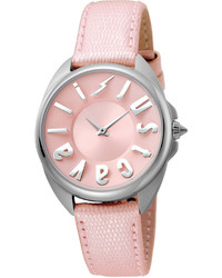 Just Cavalli 34mm Logo Stainless Steel Watch W Leather Strap Pink