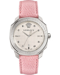 Versace 35mm Dylos Watch W Leather Strap Silverpink