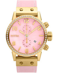 Brera Diamond Bezel Chronograph Leather Watch Pink