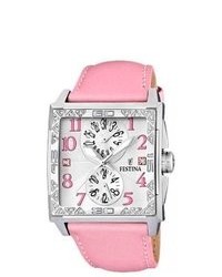 Festina Light Pink Leather Watch