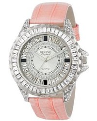 Swarovski Geneve Elegante Unisex 5154 Fuschia Crystal Leather Watch