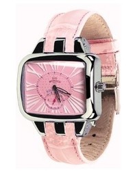 Gio Monaco 222 A Hollywood Rectangular Pink Alligator Leather Watch