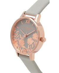 Olivia Burton Lace Detail Leather Strap Watch 30mm