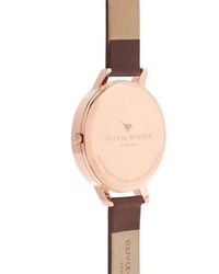 Olivia Burton Lace Detail Leather Strap Watch 38mm