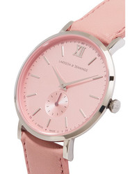 Larsson & Jennings Lugano Ii Leather And Stainless Steel Watch Pink