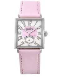 Milus Aurq003 Aurigios Pink Leather Pink Dial Watch