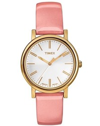 Timex Round Patent Leather Strap Watch 33mm