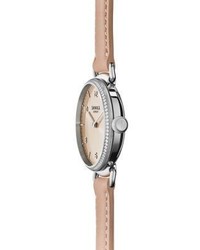 Shinola The Canfield Diamond Stainless Steel Leather Strap Watch