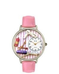 Whimsical Beautician Theme Pink Leather Watch