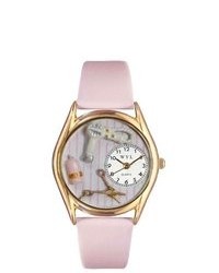 Whimsical Watches Beautician Female Pink Leather And Goldtone Watch