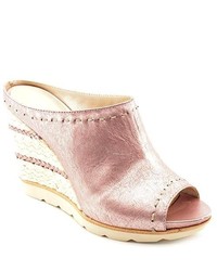 Aquatalia by Marvin K Quick Pink Leather Wedge Sandals Shoes