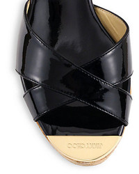 Jimmy Choo Panna Patent Leather Cork Wedge Slides