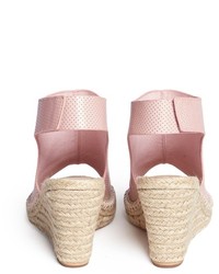 Nobrand Perforated Leather Espdarille Wedge Sandals