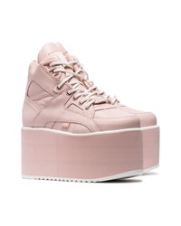 Buffalo Pink Classic High Nubuck Flatform Sneakers