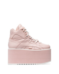 Buffalo Pink Classic High Nubuck Flatform Sneakers