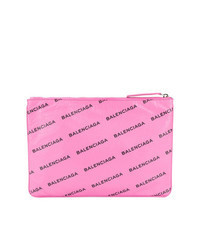 Pink Leather Zip Pouch