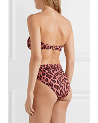 Stella McCartney Ruched Leopard Print Bandeau Bikini Top