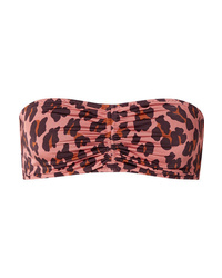 Stella McCartney Ruched Leopard Print Bandeau Bikini Top