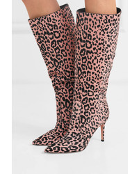 Gianvito Rossi Levy 85 Leopard Print Calf Hair Knee Boots