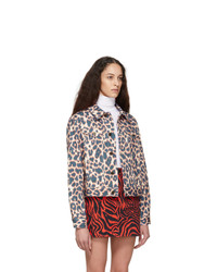 Calvin Klein 205W39nyc Pink And Navy Leopard Denim Jacket