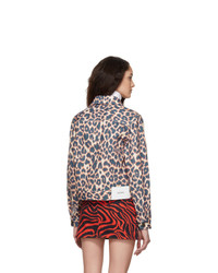 Calvin Klein 205W39nyc Pink And Navy Leopard Denim Jacket