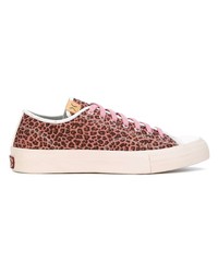 Pink Leopard Leather Low Top Sneakers