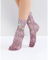 Asos X Mtv Leopard Ankle Socks