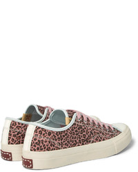 VISVIM Skagway Leather Trimmed Leopard Print Suede Sneakers