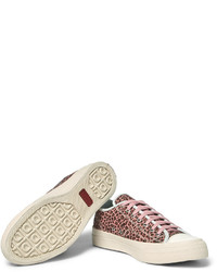 VISVIM Skagway Leather Trimmed Leopard Print Suede Sneakers