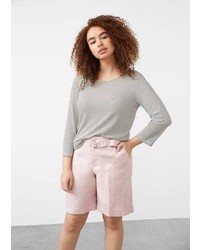 Pink Linen Bermuda Shorts