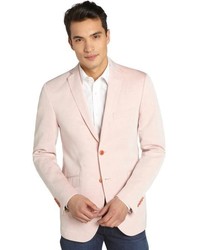 Etro Light Pink Cotton Linen Blend Two Button Blazer