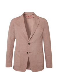 Officine Generale Light Pink Unstructured Cotton And Linen Blend Blazer