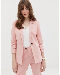 ASOS DESIGN Linen Blazer With Ruched Sleeve
