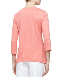 Eileen Fisher 34 Sleeve Linen Jersey Top Plus Size