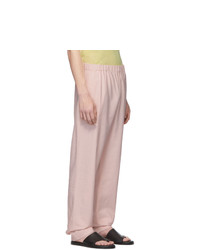 Tibi Pink Linen Viscose Trousers