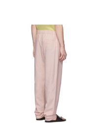 Tibi Pink Linen Viscose Trousers