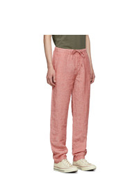 Onia Red Linen Carter Trousers