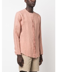 Costumein Collarless Buttoned Linen Shirt