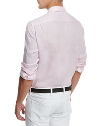 Ermenegildo Zegna Linen Woven Sport Shirt Light Pink