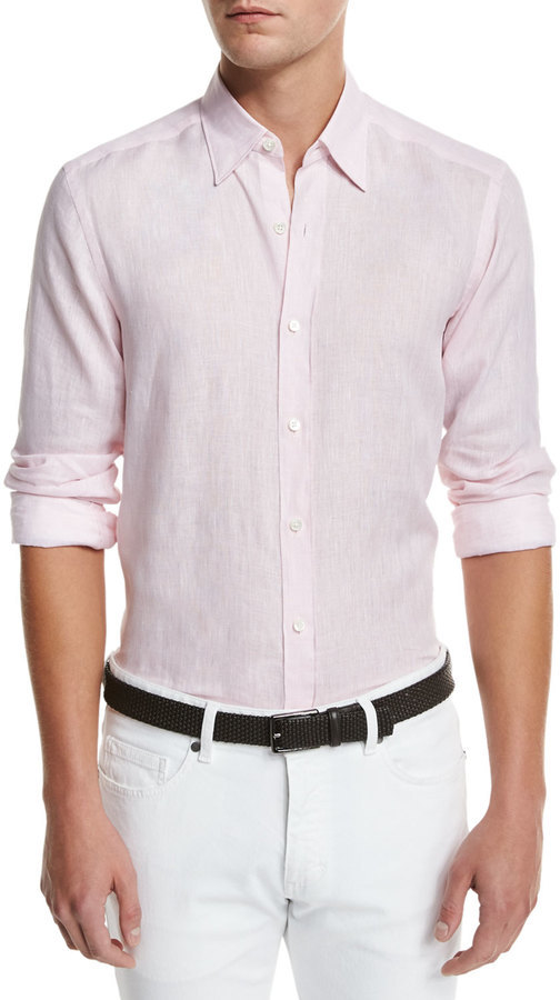 Iris Pink Sorbet Relaxed Fit Linen Shirt –