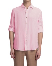 Bugatchi Shaped Fit Print Linen Button Up Shirt In Pink At Nordstrom
