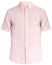 Polo Ralph Lauren Button Down Collar Short Sleeved Linen Shirt