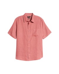Vince Classic Fit Short Sleeve Linen Shirt In Wild Barberry At Nordstrom